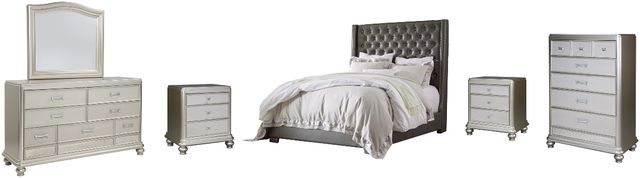 Signature Design by Ashley® Coralayne 6-Piece Gray King Upholstered Bed Set-0