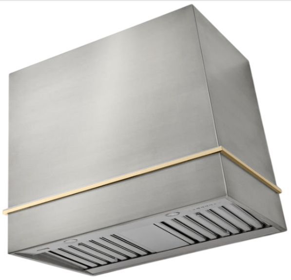 AGA Loge 36" Stainless Steel Wall Mounted Range Hood with Polished Brass Trim-0