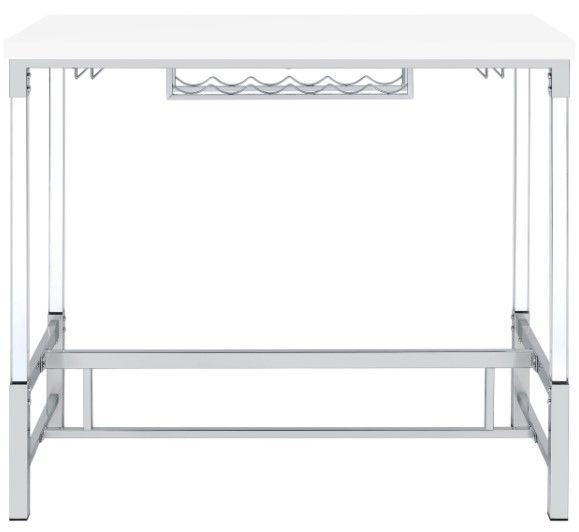 Coaster® Norcrest Glossy White Bar Height Table with Chrome-1