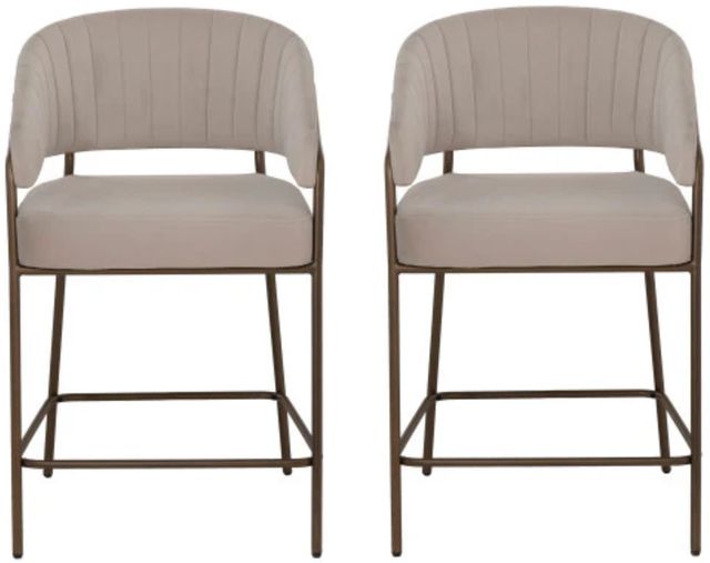 Linon Portland 2-Piece Beige/Bronze Counter Stool Set-3