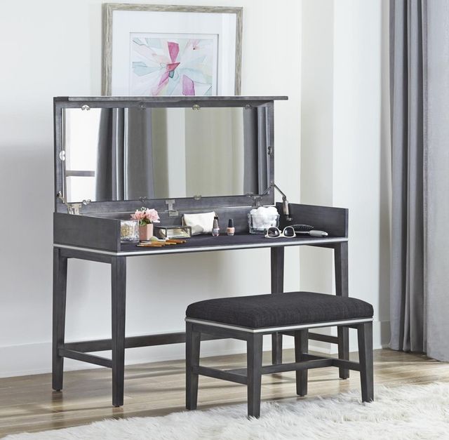 Martin Svensson Memphis Slate Gray Vanity Table with Stool-2