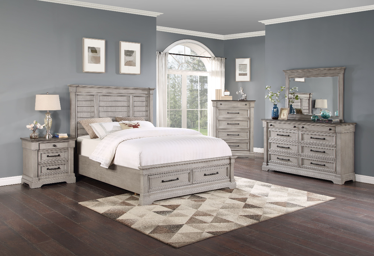 Holland House Furniture Woodbridge Light Grey Queen Shutter