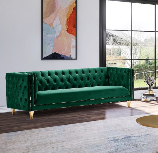 Meridian Furniture Michelle Green Velvet Sofa-1
