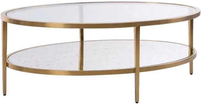 Decor-Rest® Furniture LTD Belair Glass Top Coffee Table with Brass Base-0