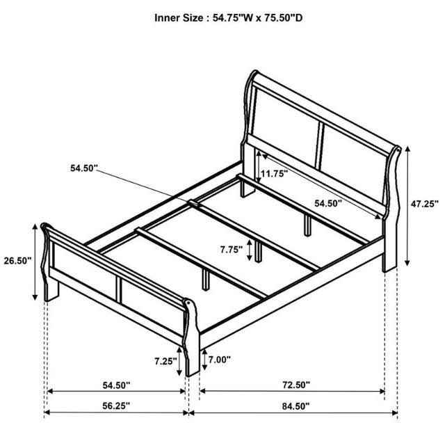 Coaster® Louis Philippe White Full Sleigh Panel Bed-3
