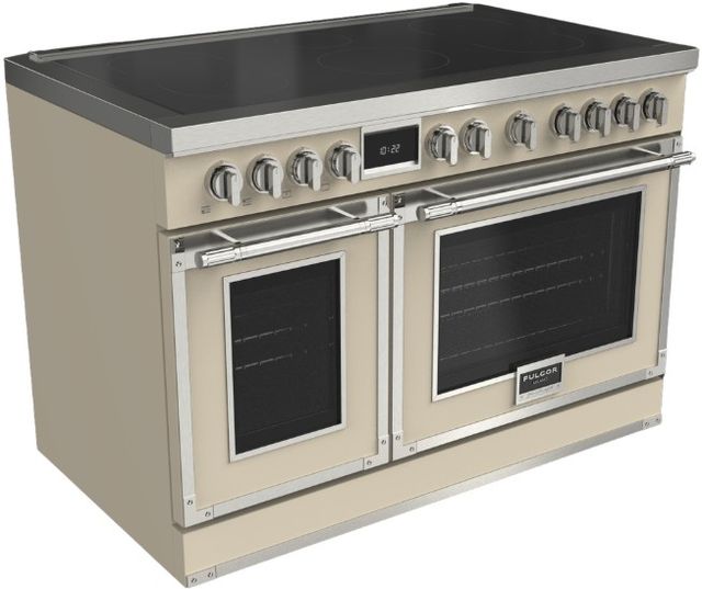 Fulgor Milano® Evoque 400 Series 48” Matte Ivory Pro Style Induction Range with Chrome Trim-0