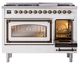 Ilve® Nostalgie II Noblesse 48'' White Pro Style Dual Fuel Range with Burnished Trim-4