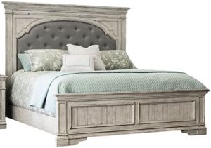 Steve Silver Co. Highland Park Cathedral White Queen Upholstered Panel Bed