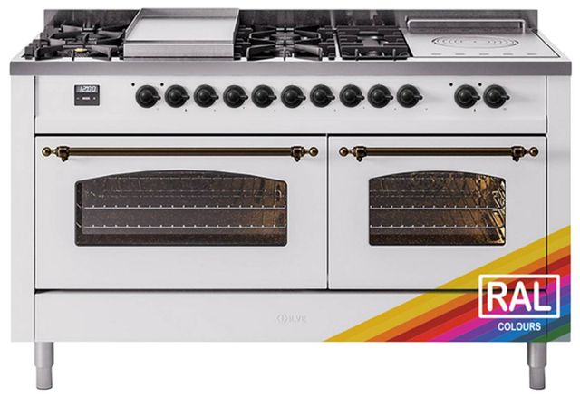 Ilve® Nostalgie II Series 60" Custom RAL Color Pro Style Dual Fuel Range-0