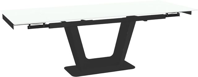Amisco Customizable Amelia 91" Rectangular Extendable Table with 0.5" White Glass Top and 2 Leaves-1