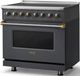 Viking® 5 Series 36" Cast Black Pro Style Induction Range with Brushed Brass Trim-2