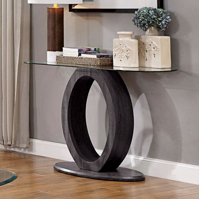 Furniture Of America® Lodia Glass Top End Table with Gray Base-0