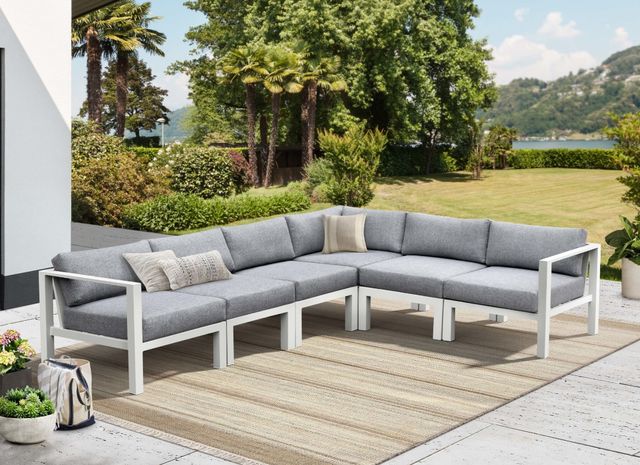 Intercon Nash 6-Piece Buff Aluminum/Fabric Outdoor Sectional Set-1