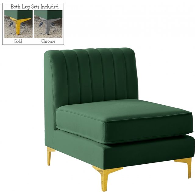 Meridian Furniture Alina Green Velvet Armless Chair-0