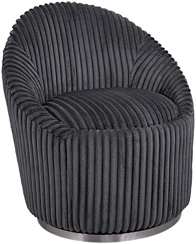 Uttermost® Crue Gunmetal Swivel Chair-0
