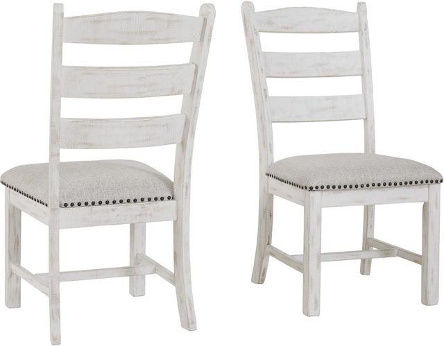 Signature Design by Ashley® Valebeck Beige/Distressed Vintage White Upholstered Dining Side Chair-4