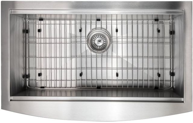 ZLINE Moritz 33" Stainless Steel Farmhouse Apron Mount Single Bowl Kitchen Sink with Bottom Grid and Accessories-4