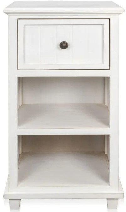 StyleCraft Eggshell 1-Drawer Side Table with Two Shelves-0