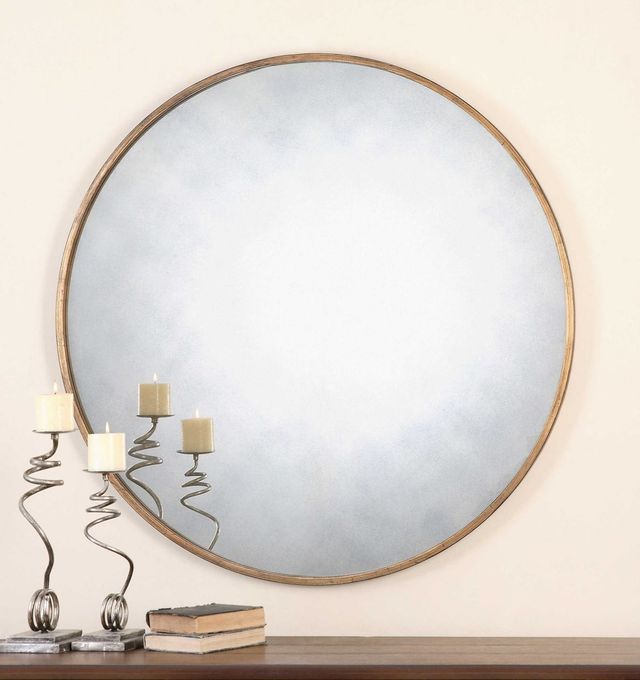 Uttermost® Junius Antique Gold Leaf Round Mirror-1