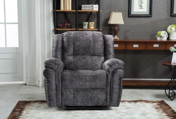 Milton Greens Stars Gray Power USB Recliner Chair with Stitching Design-3