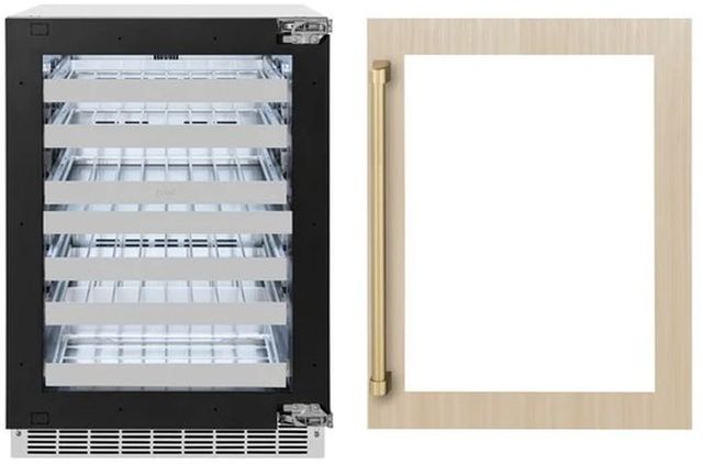 ZLINE Touchstone Autograph Edition Series 24" 4.8 Cu. Ft. Panel Ready Wine Cooler with Glass Door and Matte Black Handle-2