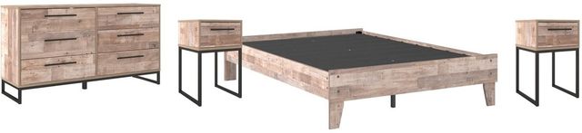 Signature Design by Ashley® Neilsville 4-Piece Whitewash Full Platform Bed Set-0