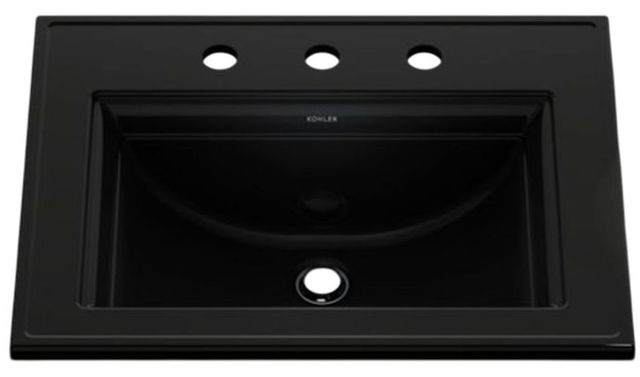 Kohler Memoirs® Stately Black 22.75" Widespread Rectangular Drop-In Bathroom Sink-4