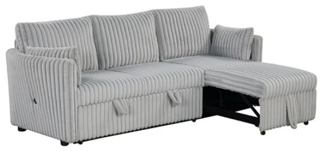 Furniture of America® Denholme Gray Sectional with Pull Out-1