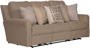 front view of the Catnapper® Calvin Putty Power Reclining Sofa