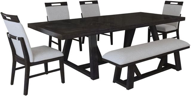Elements International Transcend 6-Piece Charcoal/Light Gray Dining Set-0