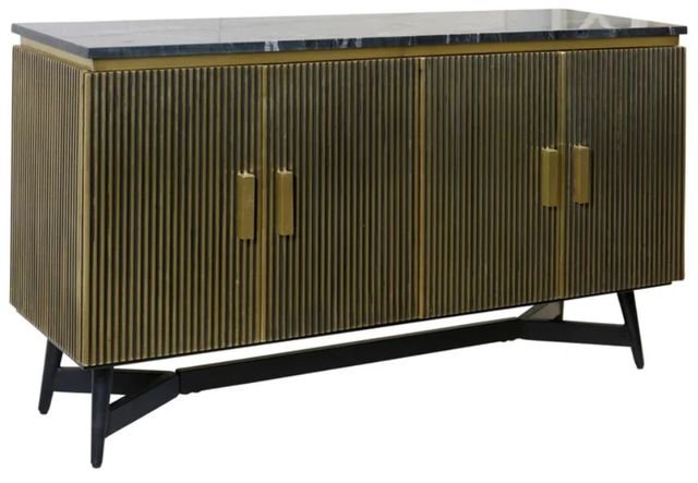 StyleCraft Black/Gold Fluted Sideboard -0