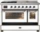 Ilve® Majestic III 48" White Pro Style Dual Fuel Natural Gas Range with 5 Black Brass Burners and Burnished Trim-4