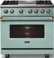 Viking® 5 Series 36" Splash Pro Style Dual Fuel (NG) Range with Brushed Brass Trim-2