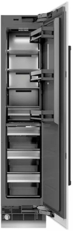 ZLINE Autograph Edition 18 in. 8.6 Cu. Ft. Right Hinge Column Freezer in White Matte with Graphite Gray Interior and Matte Black Accents-1