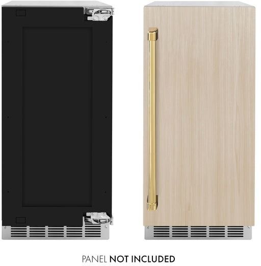 ZLINE Autograph Edition 15" Panel Ready Touchstone Gourmet Ice Maker with Polished Gold Handle-1