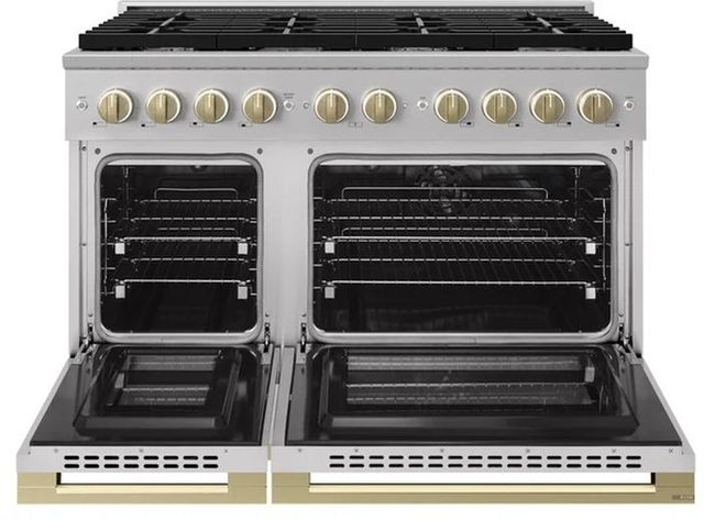 ZLINE Marino 48" Stainless Steel Pro Style Dual Fuel Range with Champagne Bronze Accents-1