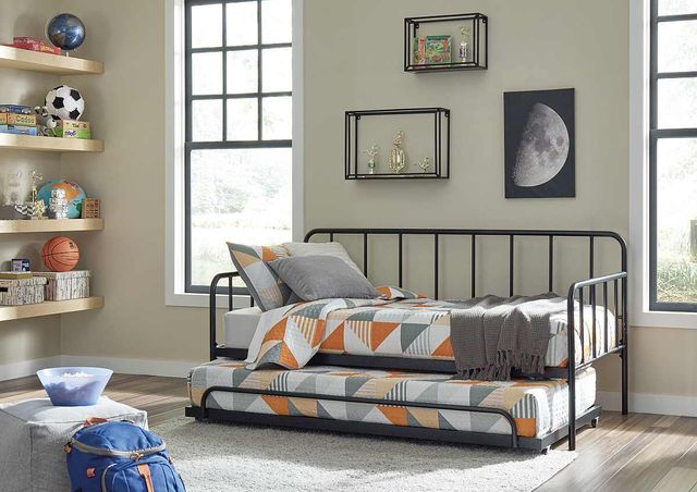Signature Design by Ashley® Trentlore Black Twin Metal Day Youth Bed with Trundle-3