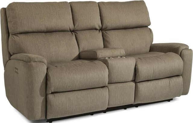 Flexsteel® Rio Power Reclining Loveseat with Console and Power Headrests-0