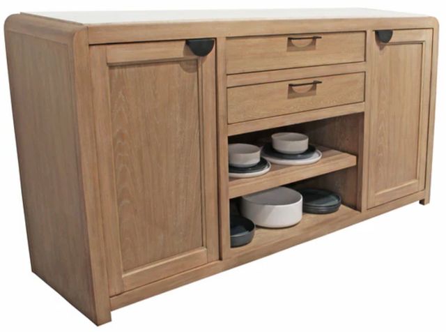 Parker House® Escape Glazed Natural Oak/Natural Cane Vanilla Bean Stone Buffet Server-0