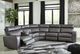 Signature Design by Ashley® Samperstone 6-Piece Gray Power Reclining L-Shape Sectional-1