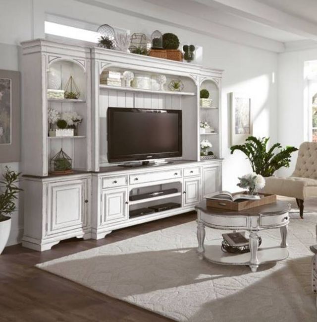 Liberty Furniture Magnolia Manor Antique White Entertainment TV Stand-7