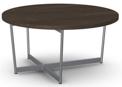 Amisco Customizable Jill Birch Veneer Round Coffee Table with X-Shaped Metal Frame-0
