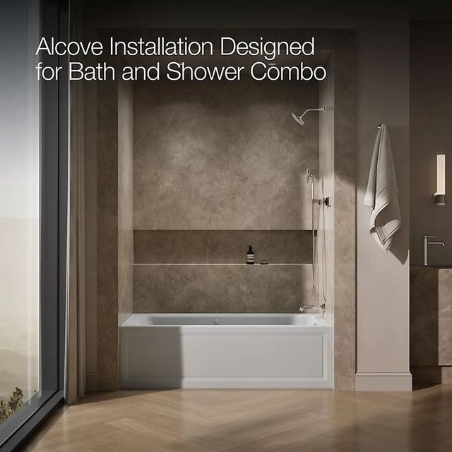KOHLER® Archer® Ice Grey 66" x 32" Alcove Heated BubbleMassage™ Air Bath and Whirlpool - Right Drain-4