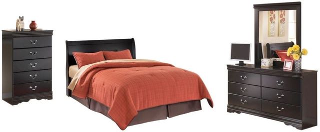 Signature Design by Ashley® Huey Vineyard 3-Piece Black King Sleigh Headboard Set-0