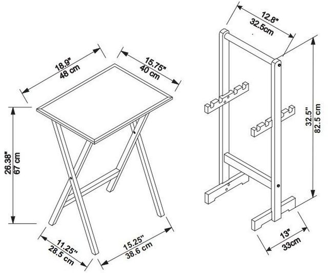 Linon Pierre 5-Piece Dark Gary Tray Table Set-1