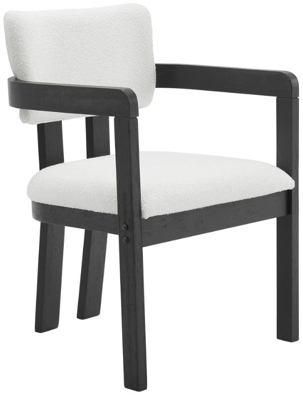 Elements International Portland Black/Snow White Upholstered Dining Arm Chair-0