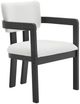 Elements International Portland Black/Snow White Upholstered Dining Arm Chair-0