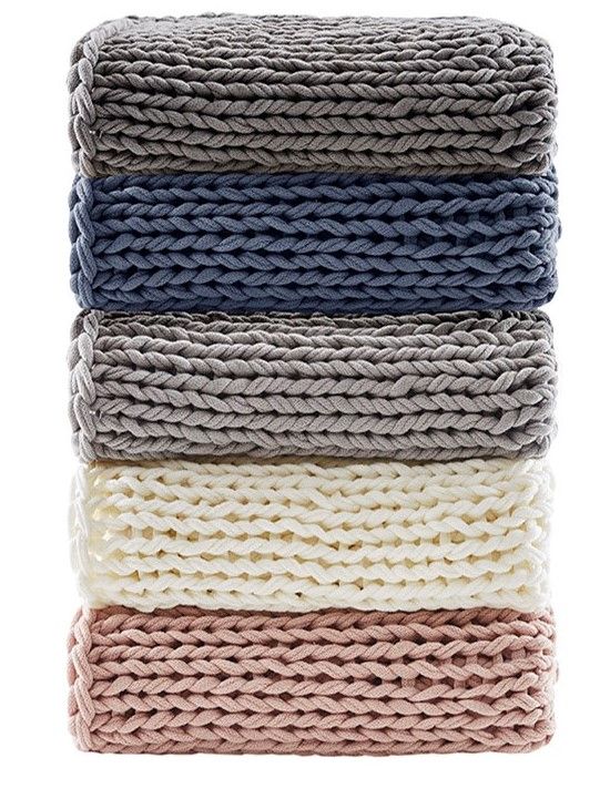 Olliix by Madison Park Chunky Double Knit Blush Throw-2