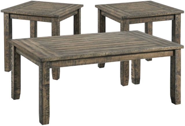 Elements International Finn 3-Piece Walnut Accent Trestle Occasional Table Set-0