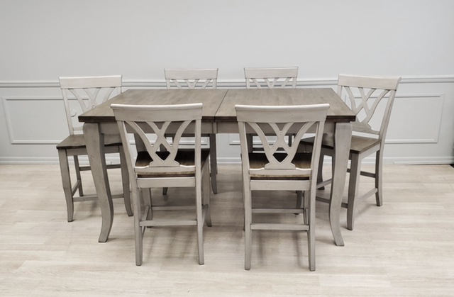 Allwood Furniture Group #132 Light Grey/Rustic Brown Solid Wood Gathering Table Set-0